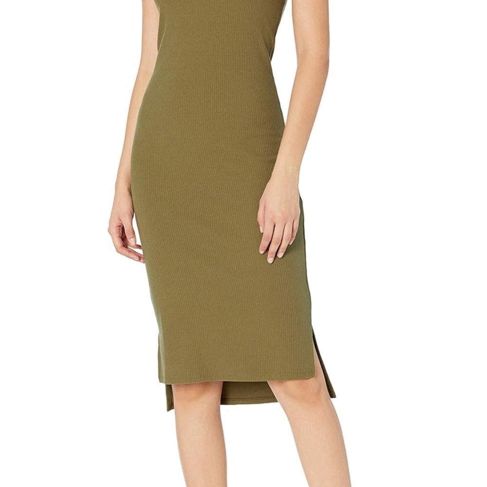 Olive Green Sleeveless Midi Dress